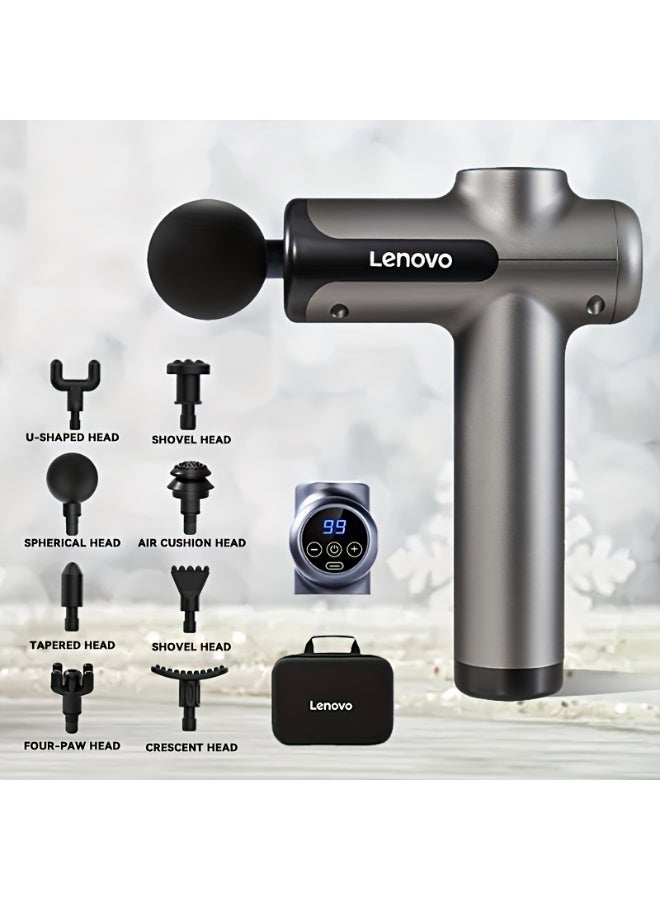 لينوفو Lenovo مسدس تدليك 99 مستوى قابل للشحن عبر USB 8 رؤوس محرك قوي وصامت للغاية للاسترخاء العميق لعضلات الجسم مساج للأنسجة الرخوة لتخفيف آلام الظهر والرقبة - Image 3